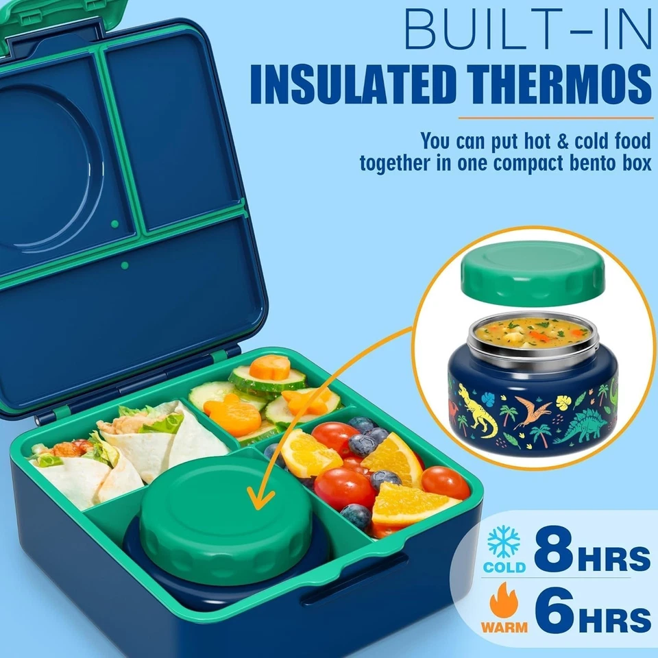 Fimibuke Bento Box for Kids Adult with Thermos, 3-4 Compartment 60OZ Toddler Lun - Image 1 of 4