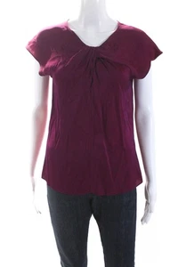 Milly Womens Short Sleeve Twist Crew Neck Silk Top Blouse Magenta Size 4 - Bild 1 von 6