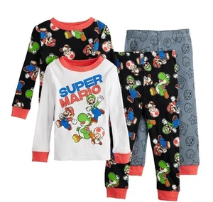 NWT Super Mario Brothers Pajamas 4 Piece PJ Set Toddler Size 3T Boys - Picture 1 of 2