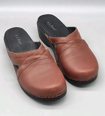 Zuecos mules de cuero marrón L Bean para mujer talla 38/7 Foto 1 de 4