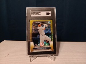 OSWALDO PERAZA 2023 Bowman  Mojo YELLOW  Refractor 72/75!! SGC 10 Gem!