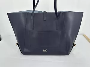 ZAC ZAC POSEN Borsa tote bag in pelle con soffietto piegata blu scuro - Foto 1 di 12