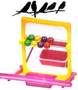 Caged Bird Mirror Bead Perch Budgie Cockatoos Cockatiel Canary Finch Parrotlets - Picture 1 of 10