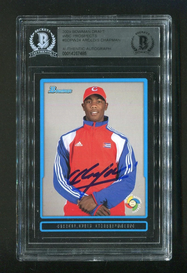 2009 Aroldis Chapman BGS Authentic Autograph Bowman Draft Prospects #BDPW24 Sign - Image 1 of 1