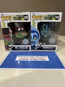 Funko Pops Disney Villains Hades with Chess Board #1142 and Dr Facilier #1085 - Picture 1 of 5