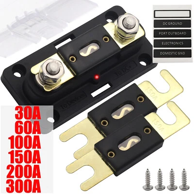 Car Audio M8 Stud ANL Fuse Holder Nickel Plated Fuse Distribution LED Indicator - Image 1 of 4
