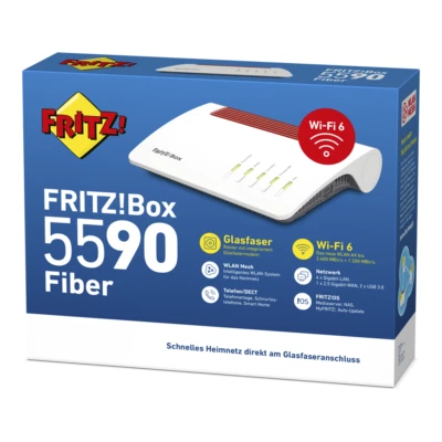 AVM FRITZ!BOX 5590 FIBER (20002981) NEU OVP WIFI 6 MESH MWST-RECH. 🔝💯 - Bild 1 von 4