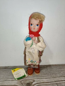 Vintage 12" Krakow Handcrafted Polish Folk Art Doll Girl with Braids - Picture 1 of 7