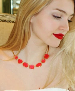 Kate Spade NY PINK Vegas Jewels GLOW COLLAR Necklace CABARET NEON WATERMELON - Picture 1 of 18