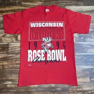 Vintage Wisconsin Badgers 1994 Rose Bowl Champions Nutmeg T-Shirt Size Large - Picture 1 of 13