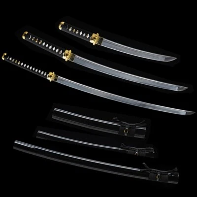 3PC Set Japanese Sword Samurai Katana Sharp High Carbon Steel Blade Battle Ready - Image 1 of 4