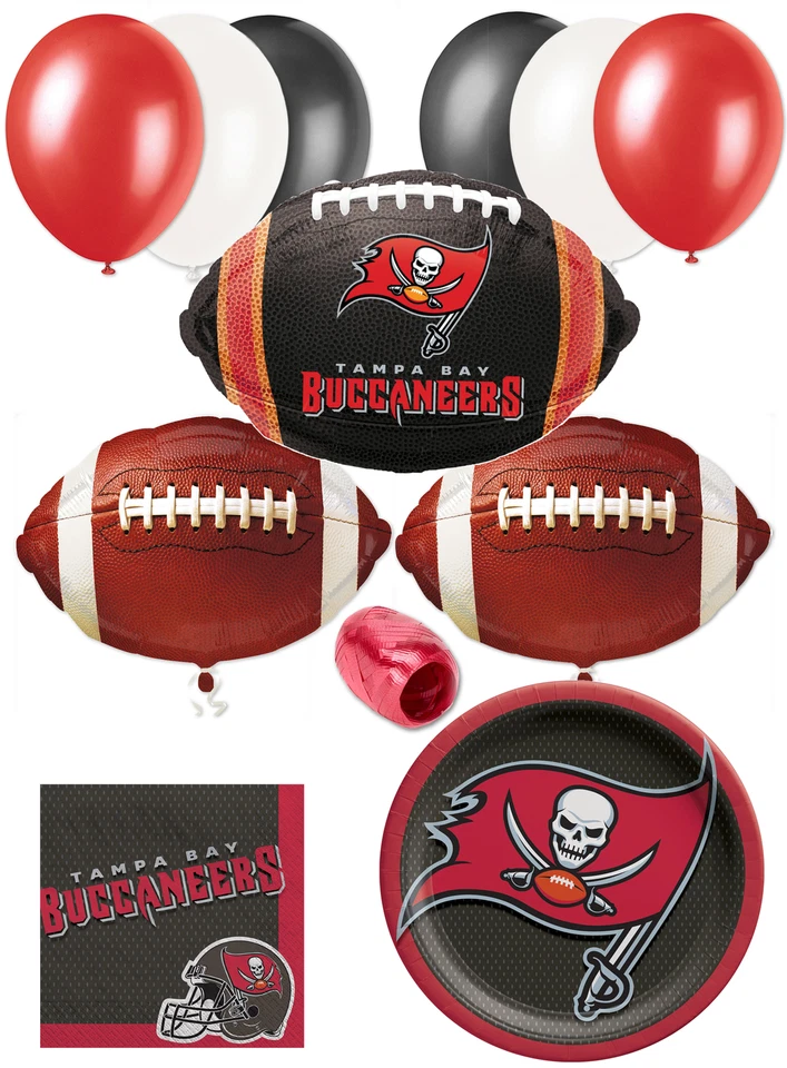 Tampa Bay Buccaneers Football Party 34pc Decoration Pack, Plates Napkins - Image 1 of 1