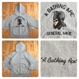 BAPE a bathing ape general logo full zip hoodie gray men's size S from Japan - Picture 1 of 10