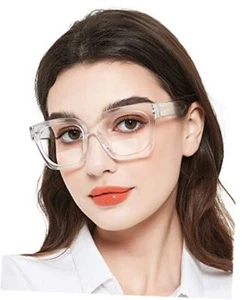 Oversized Bifocal Reading Glasses Women Blue Light Blocking Transparent 3.0 x - Picture 1 of 7
