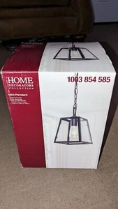 NEW HOME DECORATORS 1-Light Matte Black and Glass Mini Pendant - Picture 1 of 4