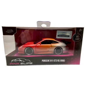 Jada Toys Porsche 911 GT3 RS (996) modello slip rosa tricolore 1:32 nuovo con scatola 2023 VHTF - Foto 1 di 20