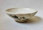 Old Inuyama-Yaki Colored Picture Flat Tea Bowl, Watermill Scene, Water Leaking,