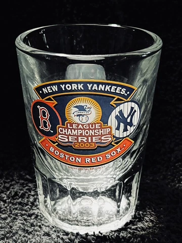 RARE 2003 ALCS NY Yankees Boston Red Sox Heavy Duty Shot Glass New UNUSED Cover