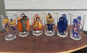 1970s Set of 6 Vintage Ronald McDonald Collector Promo Glasses full set 5" Rare - Picture 1 of 16