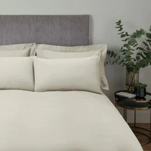 Sleepdown King Size Duvet Set Bedding Cream Natural Beige Polycotton Pillowcases