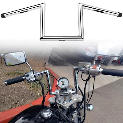 Manillar de barra Z cromado arrastre 8" elevación 1" 25 mm para Honda Shadow Aero VT 1100 750 c3 Foto 1 de 4