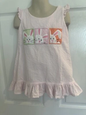 Zuccini Size 2t Girls Pink Striped Sleeveless Bunny Dress - Image 1 of 4