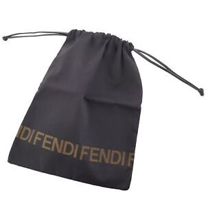 FENDI Gebrauchte Clutch Handtasche Schwarz Nylon Canvas Italien Vintage #AH97 W