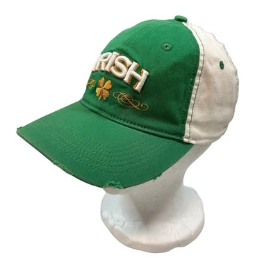 Gorra de trébol irlandesa talla mediana ajustada envejecida de cuatro hojas verde y blanca para adultos Foto 1 de 4