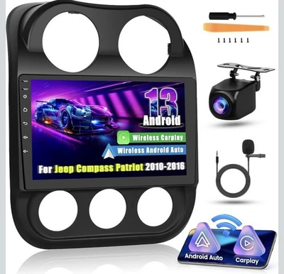 GPS estéreo para automóvil Apple Carplay de 10,1" Android para Jeep Patriot Compass 20010-2016 Foto 1 de 4