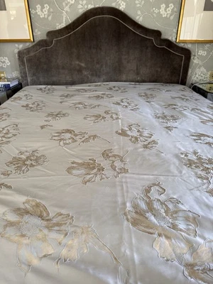 Frette coverlet silver and Brown/gold With Matching Decorative Pillow Cover - - Image 1 of 4