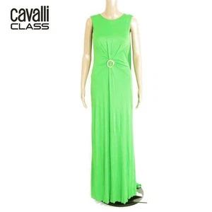 Vestido largo de una pieza Cavalli Class 38 EE. UU. 2 verde rayón para mujer nuevo - Imagen 1 de 10