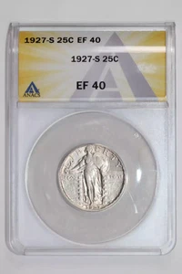 1927-S STANDING LIBERTY QUARTER ANACS XF40 - Picture 1 of 2