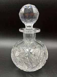 Antique - Cut Glass - Perfume with Stopper  6” - Picture 1 of 13