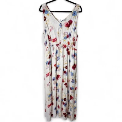 Lucky Brand - Maxi Vestido Floral Sin Mangas Corbata Cintura - Talla XL Foto 1 de 4