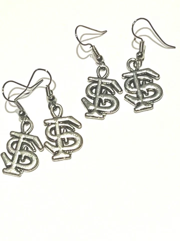 You get 2 pair! FSU Florida State Seminoles antique silver finish hook earrings Cover