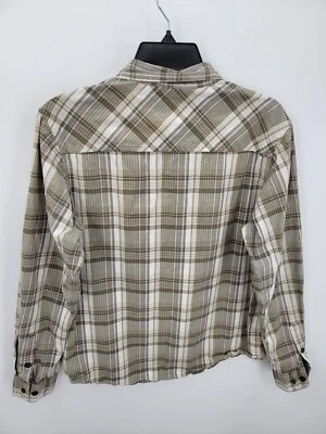 Cabelas Top Mujer Grande Marrón A Cuadros Manga Larga Abotonable Informal Exterior Foto 1 de 4