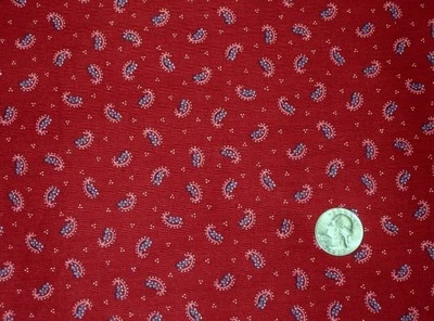 1/2 YD VINTAGE RED COLONIAL FLORAL ANTIQUE Doll CRAFT QUILT # 4565 made in USA - Image 1 of 2