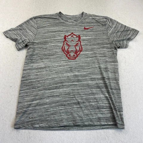 Arkansas Razorbacks Nike Shirt Mens L Athletic Cut Dri Fit Jersey Heathered Gray Cover
