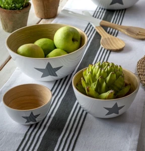 Set of Three Bamboo Serving Bowls,Wedding,Engagement,Anniversary Gift - Picture 1 of 1