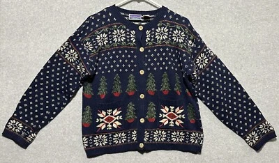 North Crest Cardigan Sweater Winter Snowflake  Christmas Women’s Small Button Up - Image 1 of 4