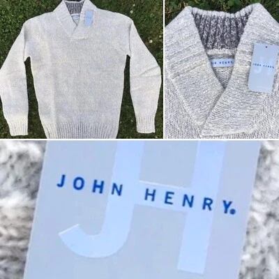 Suéter Para Hombres JOHN HENRY Mantón Cuello Avena Gris Nuevo en Paquete Clásico Suave NUEVO Pequeño Foto 1 de 4