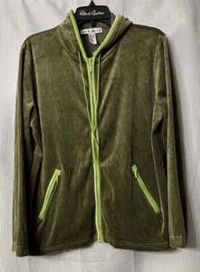 NWT Jones New York Sport Womens Moss Zip Front Velour Hoodie Sweatshirt Size XL - Picture 1 of 11