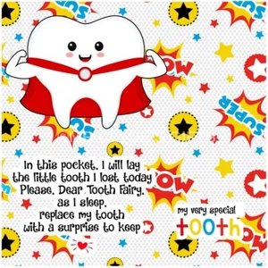 Tooth Fairy Pillow Cover With Pocket 40cmx40cm comes with little bag and chart - Picture 1 of 3