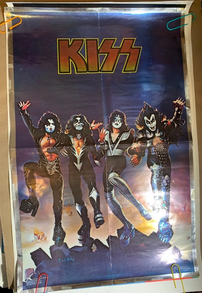 KISS VINTAGE 1977 DESTROYER FOIL ACE PETER GENE PAUL AUCOIN MGT POSTER -NICE! - Image 1 of 4