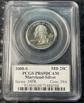 2000-S SILVER Maryland State Quarter PCGS PR69 DCAM With State Flag Holder 25C - Image 1 of 4