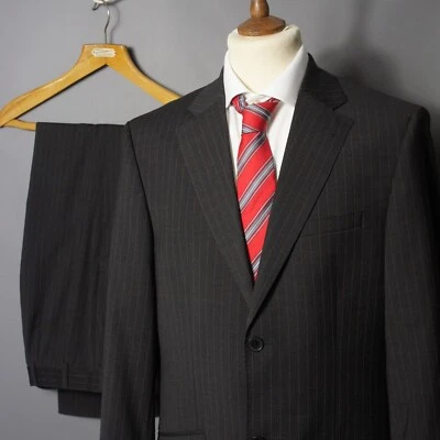 Brook Taverner - UK 38" Long - 2 Piece Charcoal Grey Pin Stripe Suit Wool Tall - Image 1 of 4