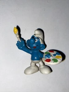 Vintage Smurfs Artist Painter Smurf 1978 Schleich Figure Peyo Toy - Picture 1 of 7