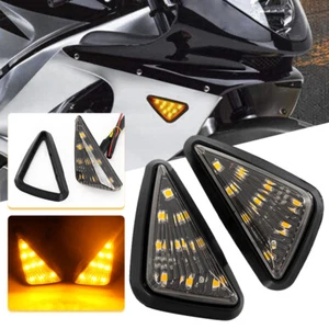 2pcs-Motorcycle Triangle Flush Mount Turn Signal Smoke Amber LED Light Universal - Imagen 1 de 11