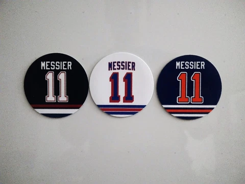 Mark Messier Magnets Round Jersey Design Set of 3 - Rangers Oilers Canucks Cover