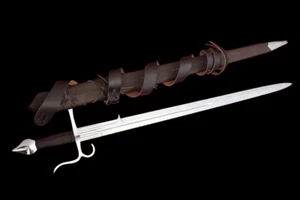 Hand Forged high carbon steel Viking/ single-handed sword with wooden scabbard. - Picture 1 of 5